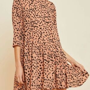 Hayden Tan and Black Long Sleeve Dress